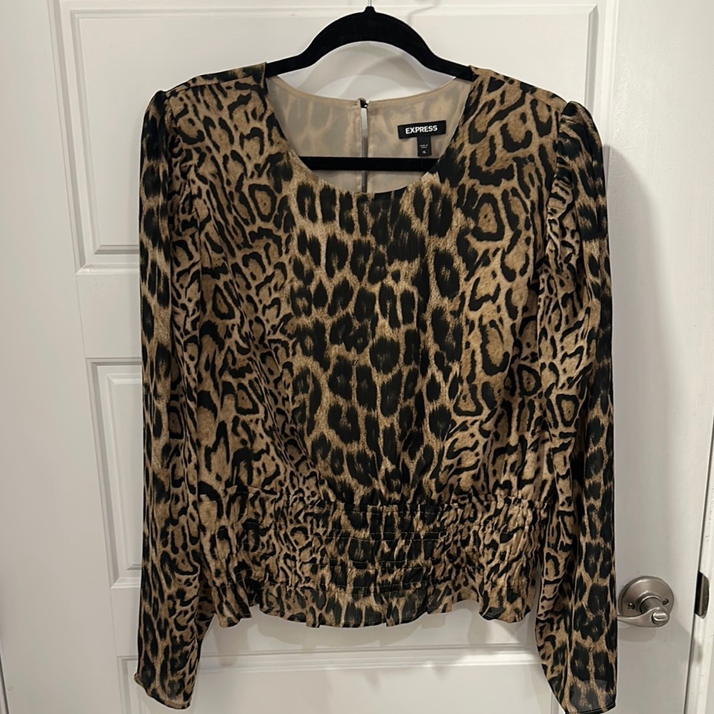 Express Multicolored Fitted Long Sleeve Blouse